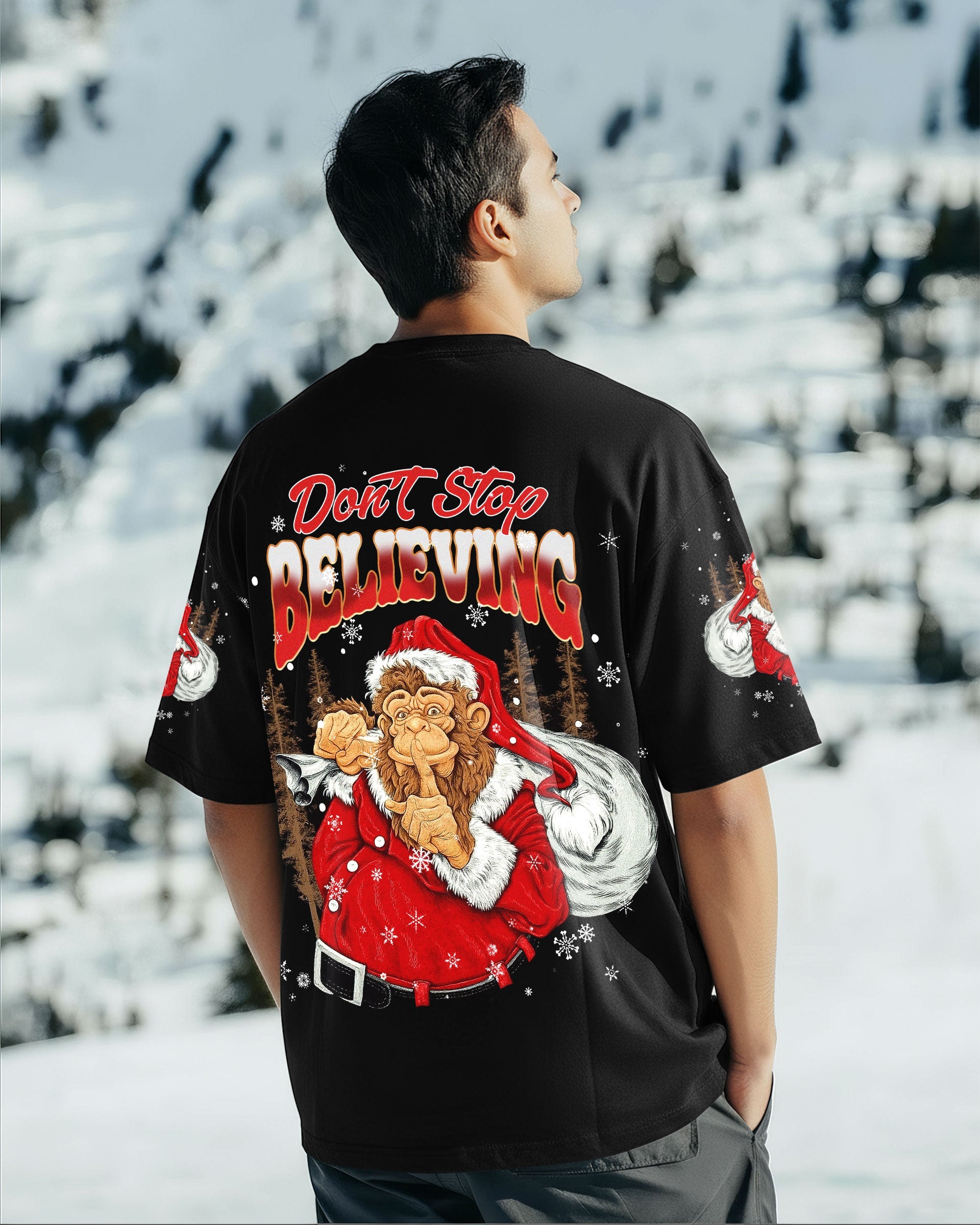 DON'T STOP BELIEVING BIGFOOT CHRISTMAS ALL OVER PRINT - TLNT0511251