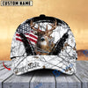 BlueJose Deer American Flag Scratch Camo Multicolor Options Personalized Name 3D Cap (4 colors)