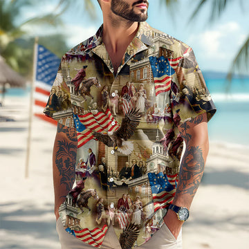 BlueJose Personalized America 250th Birthday Hawaii Shirt (2)