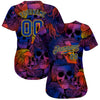 BlueJose Custom 3D Pattern Halloween Skulls Baseball Jersey