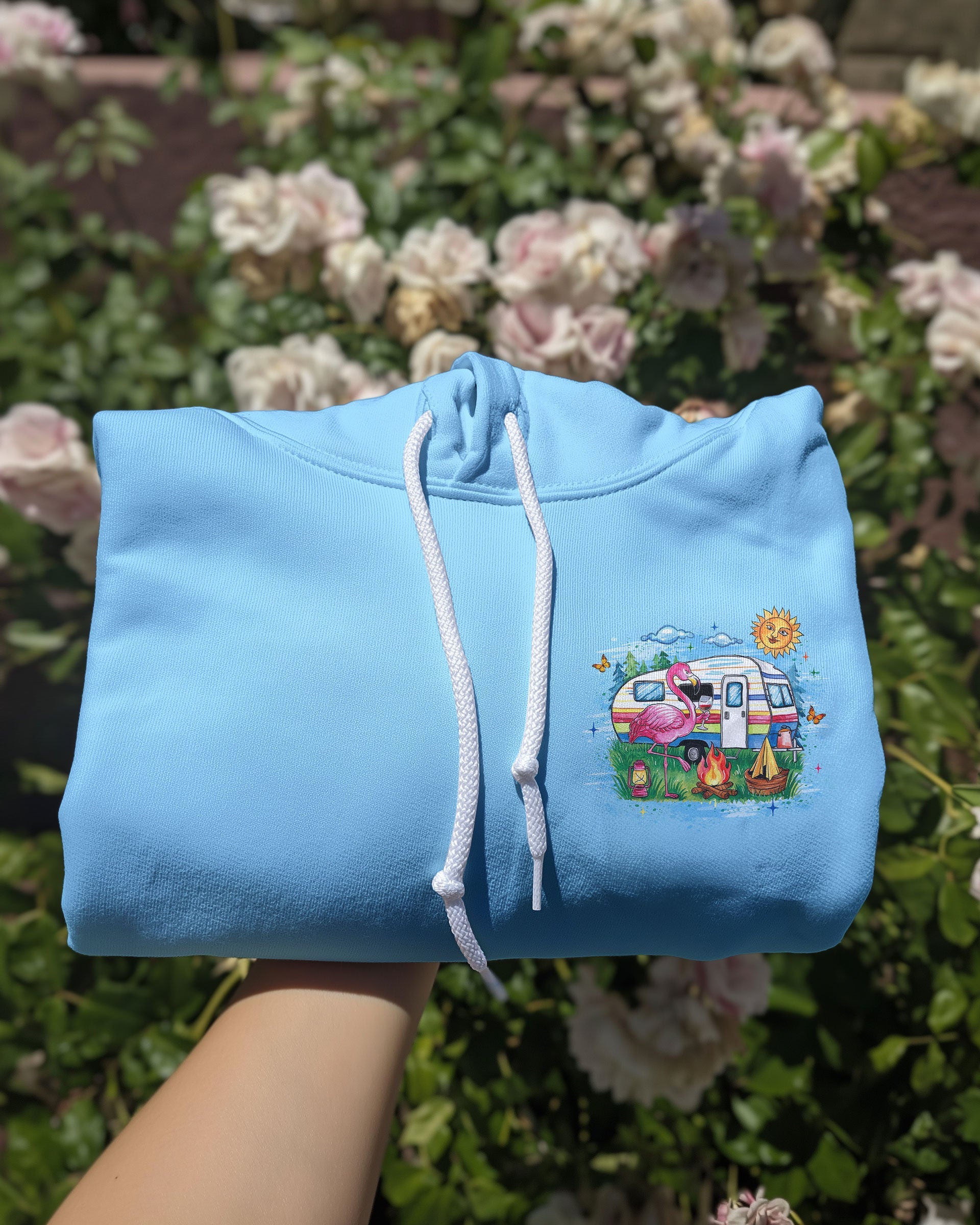 SOME GIRLS ARE BORN WITH CAMPING FLAMINGO ALL OVER PRINT - YHLT1809251
