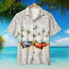 Muscle Car With Flower And Palm Tree Background - Personalized Hawaiian Shirt, Aloha Shirt Hawaiian Shirt