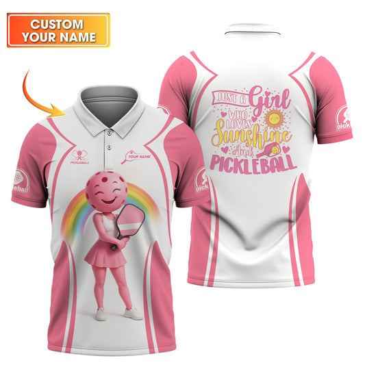 Custom Pickleball Shirt, Just a Girl Who Loves Sunshine and Pickleball Gift Tee, Pickleball Shirts for Women
