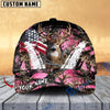 BlueJose Deer American Flag Scratch Camo Multicolor Options Personalized Name 3D Cap (4 colors)