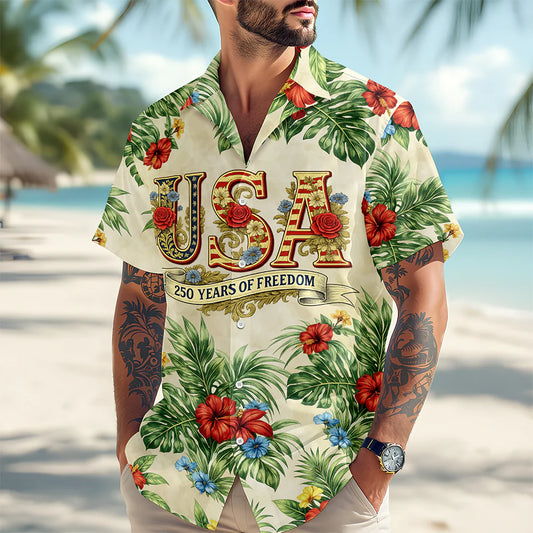 BlueJose USA 250 Years of Freedom Hawaiian Shirt For Independence Day 2026