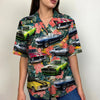 Custom Classic Car Photo Hawaiian Shirt, Tropical Flower Pattern