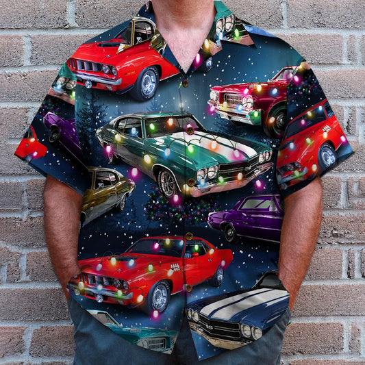 Custom Christmas Muscle Car Hawaiian Shirt, Gift For Car Lovers