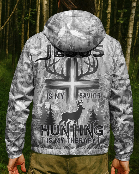 BlueJose Custom Jesus is my savior Hunting is my therapy shirt, Personalized Hunting 3D Shirt