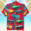 Custom Classic Car Photo Hawaiian Shirt, Purple Parrot Seamless Pattern, Gift For Car Lovers