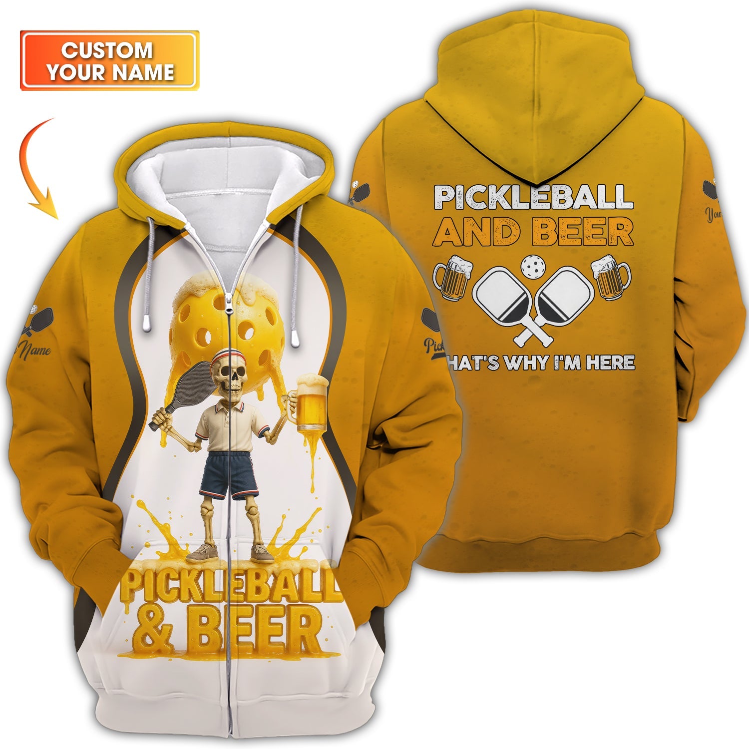 Custom Pickleball Shirt, Picklebeer Polo Shirt, Skeleton Pickleball and Beer, Funny Pickle ball, Gifts For Pickleball Players