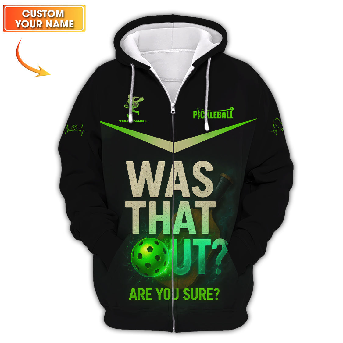 Personalized Name Pickleball Polos, Was That Out - Are You Sure Shirt, Funny Pickleball Shirts For Men's