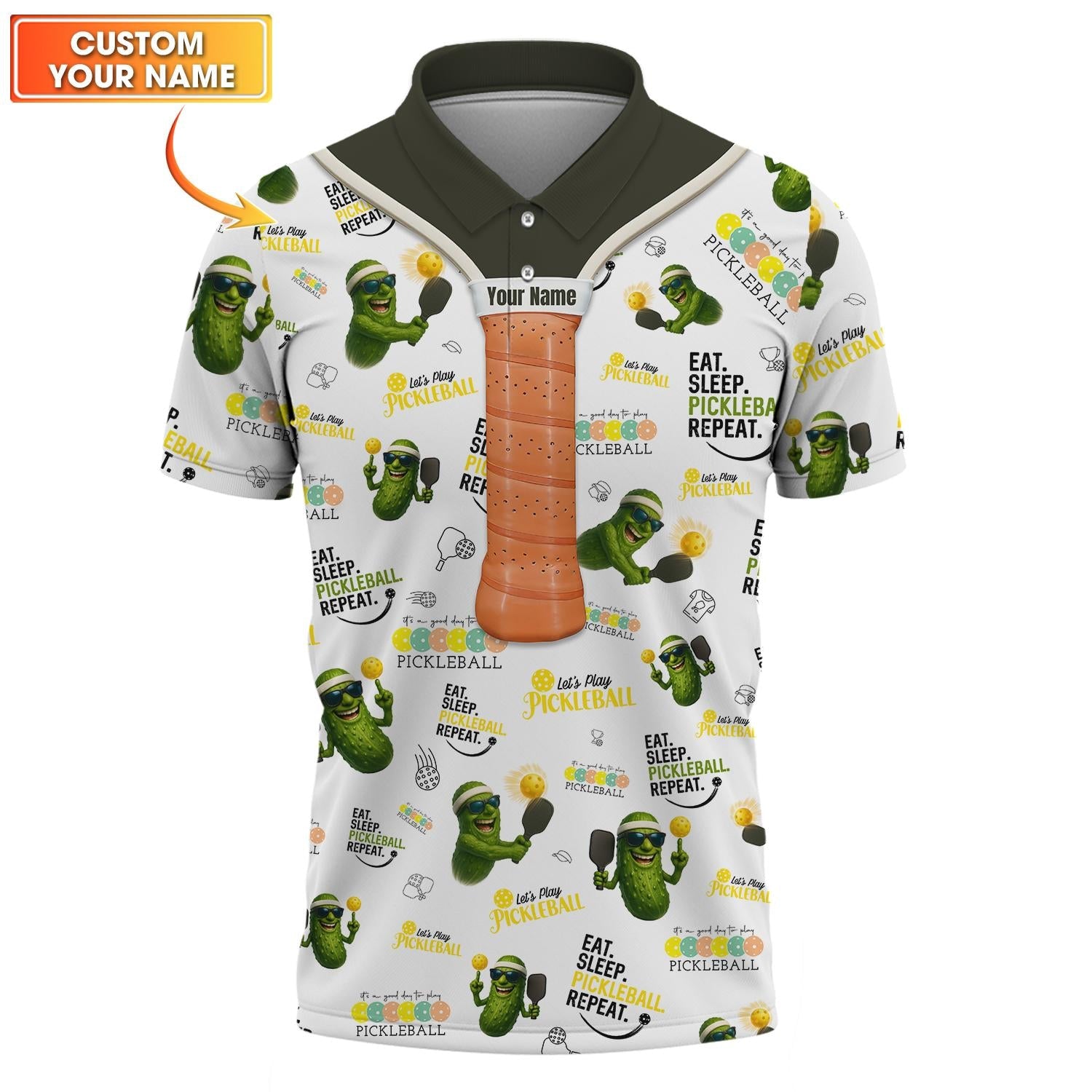 Eat Sleep Pickleball Repeat' - Let's Play Pickleball Custom Shirt Men's and Women - Outfit Pickleball Paddles Pickle Funny Design