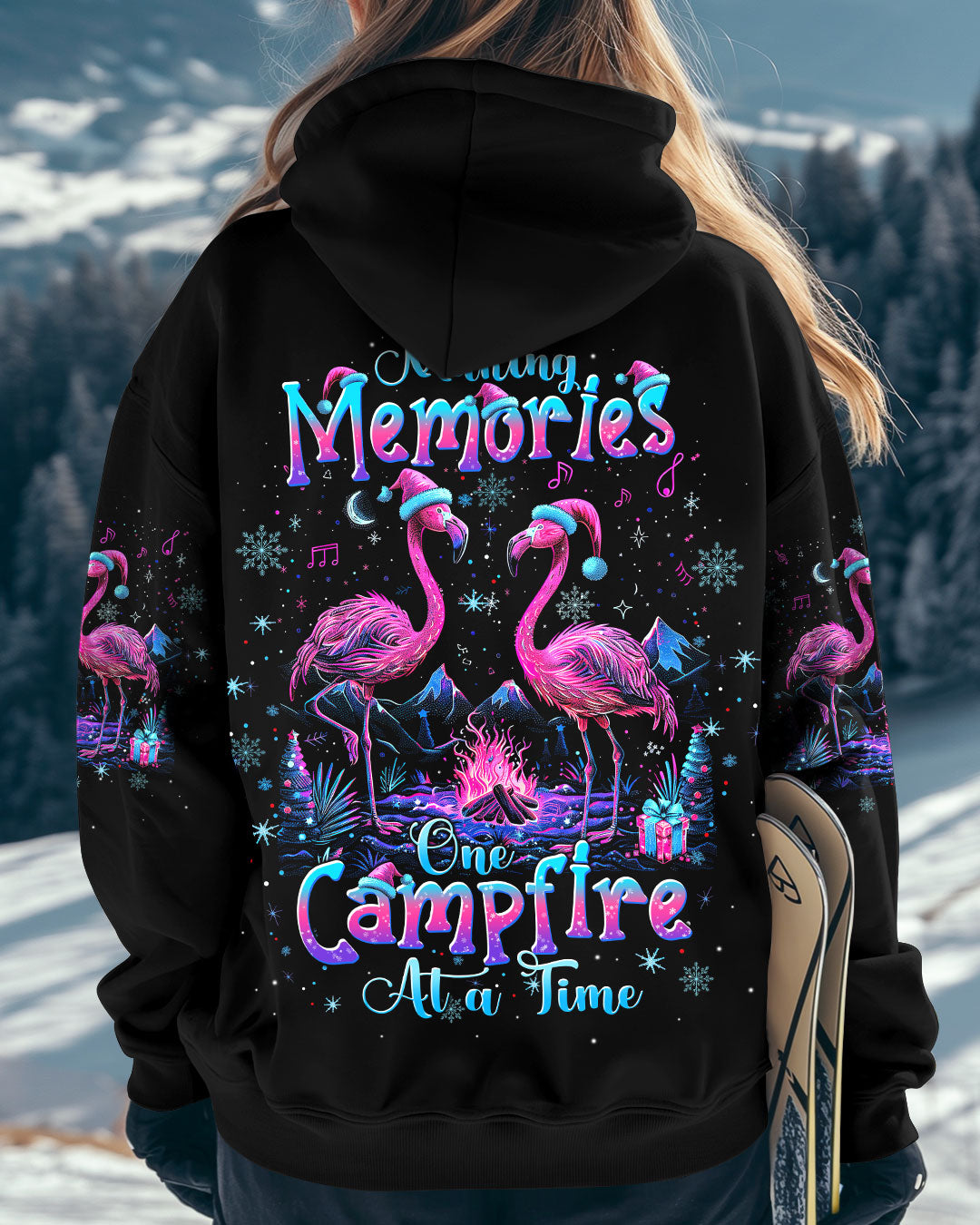 MAKING MEMORIES ONE CAMPFIRE AT A TIME FLAMINGO CHRISTMAS  ALL OVER PRINT - TLTW3110245