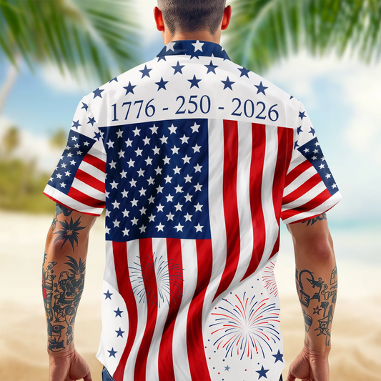 BlueJose America 250th Anniversary 1776 - 2026 Patriotic Hawaiian Shirt