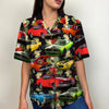 Custom Muscle Car Hawaiian Shirt, Seamless Floral Pattern