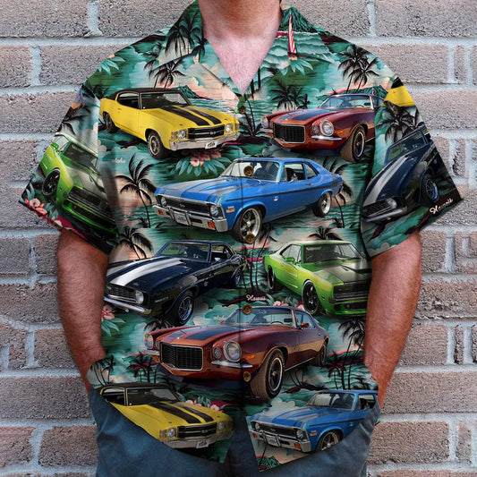 Custom Muscle Car Hawaiian Shirt, Hawaii Beach Patten