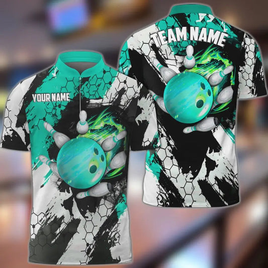 BlueJose Bowling And Pins Hexagram Pattern Multicolor Personalized Name, Team Name 3D Shirt