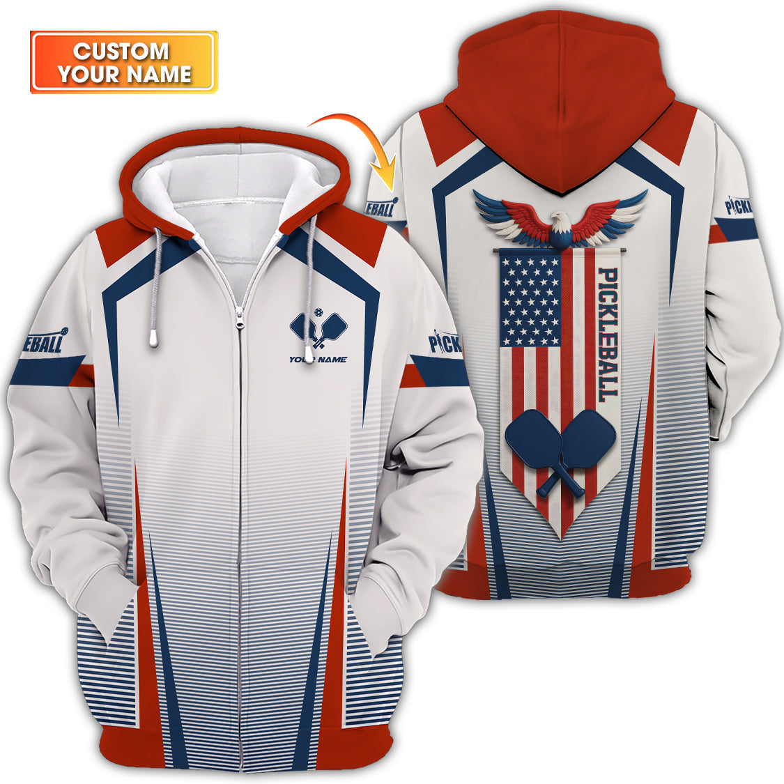 Men's Pickleball Shirt, Custom Name USA Flag Funny Pickleball Shirts, Gift For Pickleball Lover