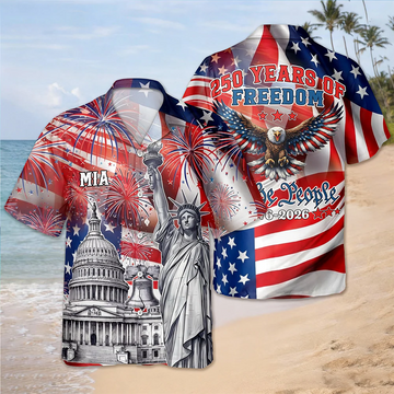 BlueJose Custom Name 250 Years Of Freedom - We The People 1776-2026 Hawaii Shirt