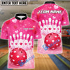 BlueJose Bowling Pink Heart Valentine Theme Design Personalized Name, Team Name 3D Shirt