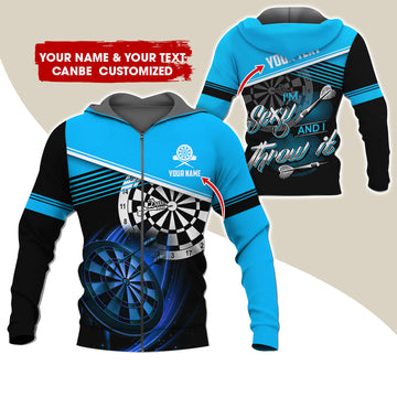 BlueJose I'm Sexy And I Throw It Dart Personalized Name, Team Name Zipper Hoodie