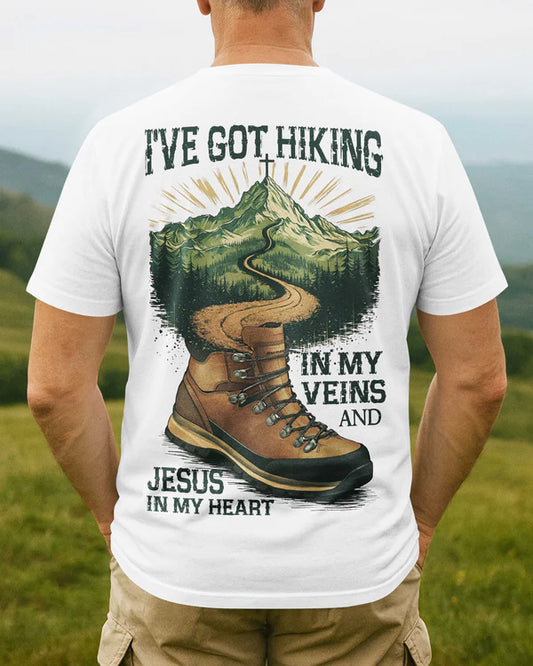 BlueJose I've Got Hiking In My Veins Personalized Hiking 3D Shirt - White
