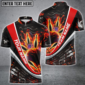 BlueJose Flaming Magma Bowling And Pins Multicolor Personalized Name, Team Name 3D Shirt