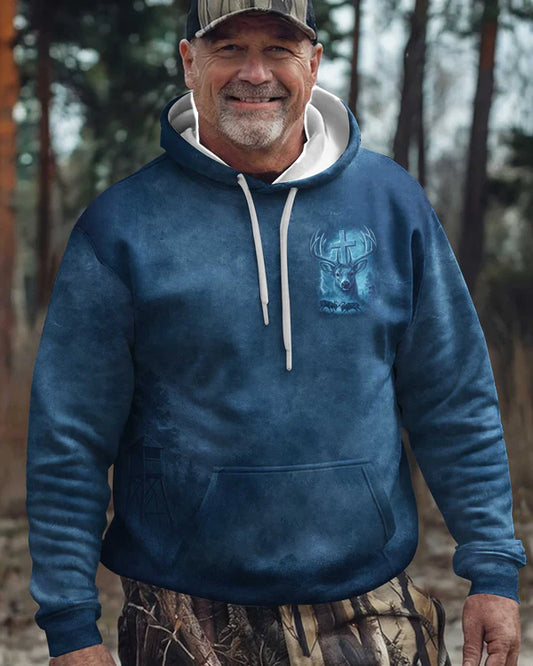 BlueJose I've Got Hunting In My Veins And Jesus In My Heart Blue Shirt, Personalized Hunting 3D Shirt