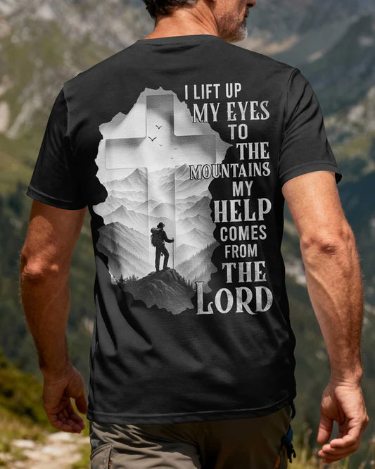 BlueJose I Lift Up My Eyes To The Mountains Personalized Hiking 3D Shirt - Black