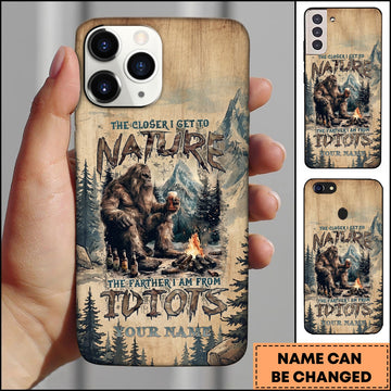 BlueJose Artist Hunting - Closer To Nature Bigfoot Beer Wood Personalized Name Phone Case