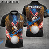 BlueJose Golf Fire Ball Eagle American Flag Customized Name, Team Name 3D Shirts (4 Colors)