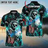BlueJose Golf Fire Skull US Flag Customized Name, Team Name 3D Shirts (6 Colors)