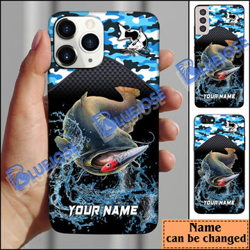 BlueJose Catfish Fishing Blue Camo Sport Personalized Name Phone Case