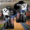 BlueJose Bowling And Pins American Flag Skull Customized Name, Team Name 3D Shirt