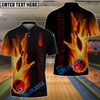 BlueJose Bowling And Pins Flame Customized Name 3D Shirt (6 Colors)