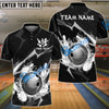 BlueJose Bowling And Pins Thunder Strike Down Customized Name Shirt For Women (6 Colors)