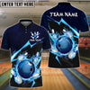 BlueJose Bowling And Pins Thunder Strike Down Customized Name Shirt For Women (6 Colors)