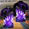 BlueJose Bowling And Pins Flame Dot Strike Customized Name 3D Shirt (4 Colors)