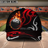 BlueJoses Bowling And Pins Flame Premium Pattern Multicolor Personalized Name Cap