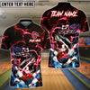 BlueJose Bowling And Pins Thunder American Flag Shark Customized Name, Team Name 3D Shirt (4 Colors)