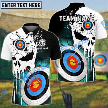 BlueJoses Archery Punishing Skull Multicolor Customized Name 3D Shirt (6 Colors)