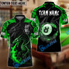 BlueJose Billiards Ball 8 Skeleton Dragon Personalized Name & Team Name Shirt (4 Colors)