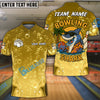 BlueJose Bowling And Pins Funny Cartoon Shark, Bubble Design Customized Name 3D Shirt (4 Colors)