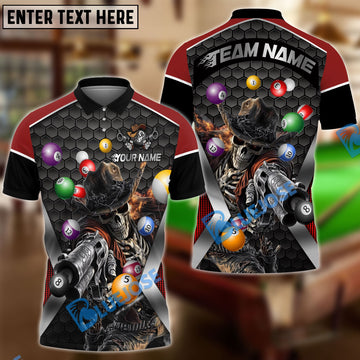 BlueJose Billiards Ball 8 Skull Gunslinger Personalized Name Shirt For Kids (4 Colors)