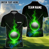 BlueJose Flaming Golf Ball Polo Shirt, Customized Name, Team Name 3D Shirts (4 Colors)