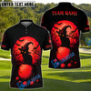 BlueJose Halloween Black Cat Golf Polo Shirt, Customized Name & Team Name 3D Shirts (4 Colors)