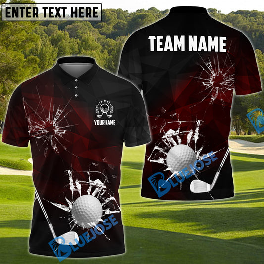 BlueJose Cracked Glass Effect Golf Shirt, Customized Name & Team Name 3D Shirts (4 Colors)