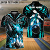 BlueJose Bowling And Pins Dragon Fire Strike Customized Name, Team Name 3D Shirt (4 Colors)