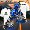 BlueJose Darts Golden Line Flame Dartboard Art Design Personalized Name, Team Name Shirt (6 Colors)