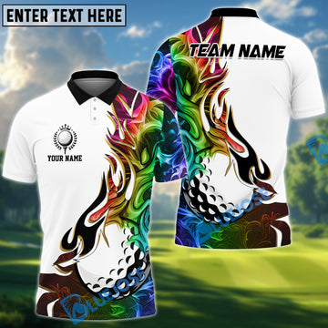 BlueJose Golf Golden Line Flame Art Design Multicolor Option Polo Shirt (6 Colors)